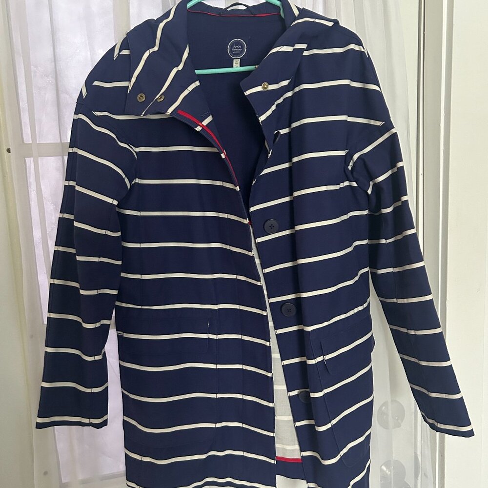 Joules Southcote Striped Rain Jacket Blue 100% Cotton